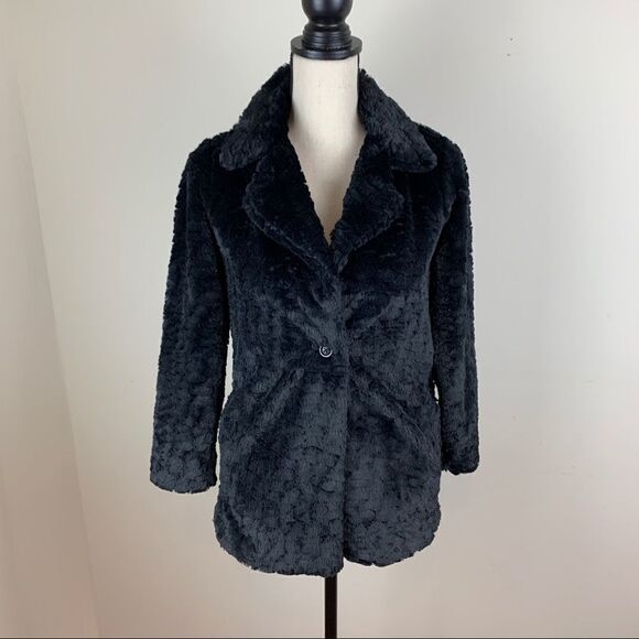 Ruby & Bloom Juniors Black Faux Fur Blazer Sz L. - Picture 2 of 11